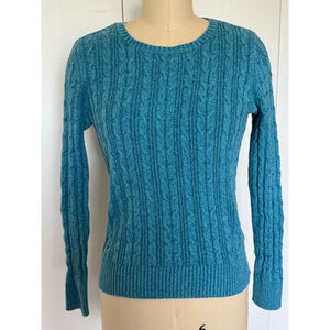 Women's St. John's Bay cable knit crew neck long sleeve Sweater Sz M Blue